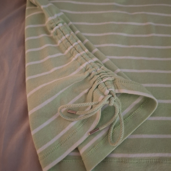 Chaps Green And White Striped Women's Top With Bottom Ties - Picture 5 of 7
